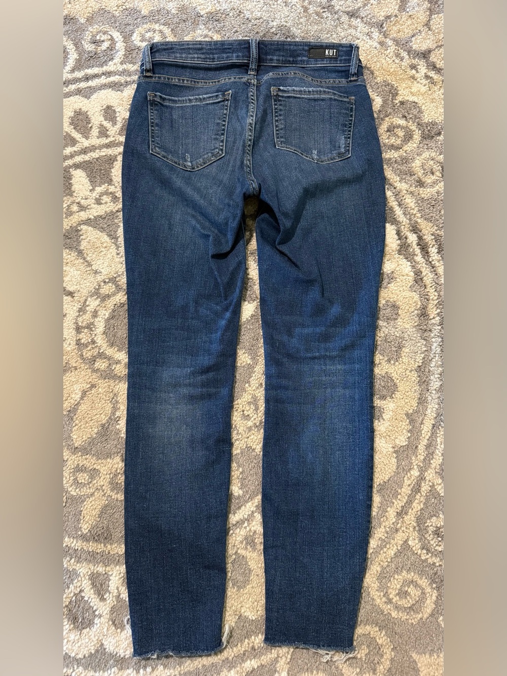 KUT From The Kloth Donna Ankle Skinny Jeans Size 4 Distressed Raw Hem Dark Wash - Picture 7 of 7